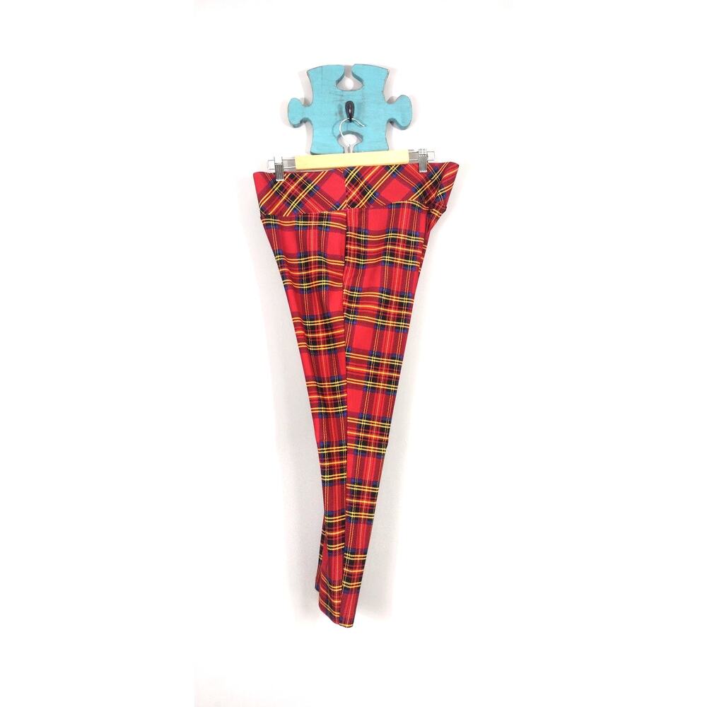Torrid x Betsey Johnson Plaid Pull-On Pants Size 0 Red Black Check Punk Prep